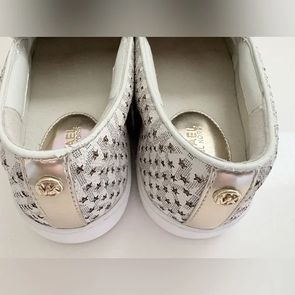 Michael Kors Women's Gold and White Slip-On Sneakers in size 8 - Picture 14 of 16